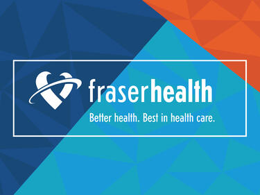 colour block background with Fraser Health logo